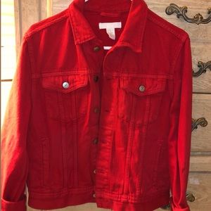 H&M red denim jacket